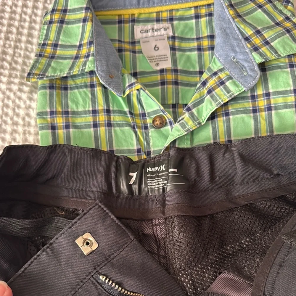 Green Plaid Shirt and Black Shorts Set - Picture 10 of 10